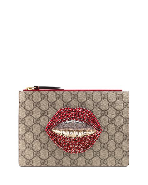 gucci lips small pouch|Gucci handbags for women.